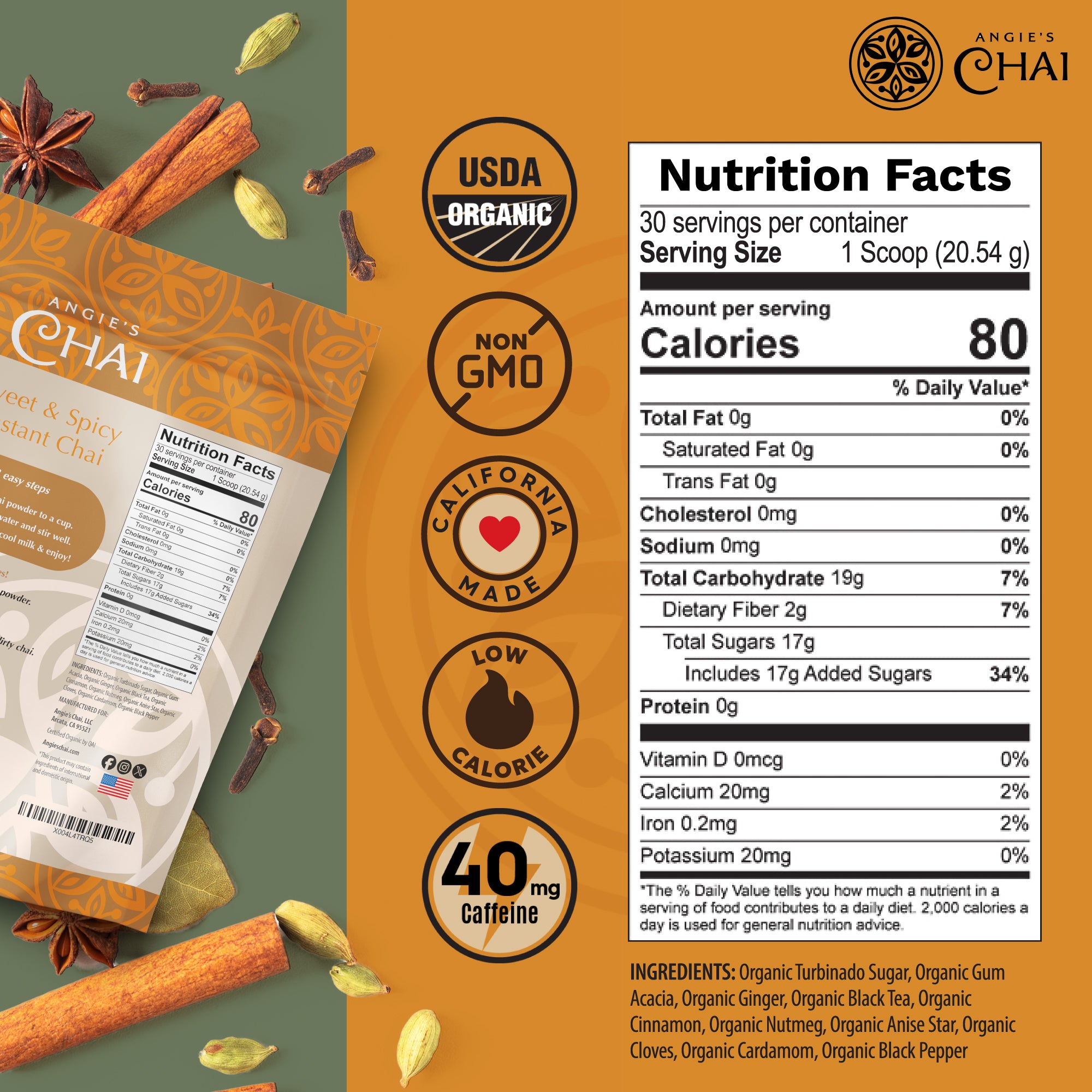 Angie's Chai Sweet & Spicy Instant Chai Powder